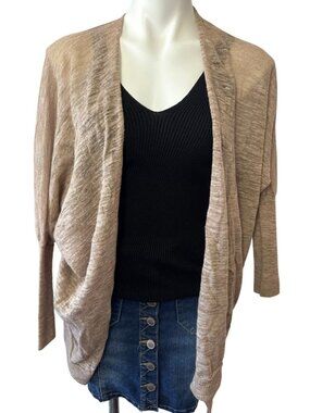 Community Lightweight Open Front Knit Cardigan Beige - Small